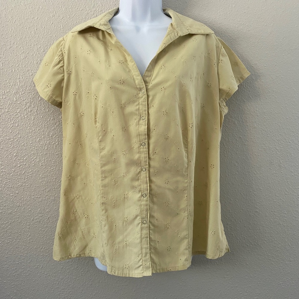 Y2K Green Eyelet Lace Top 1X Fairycore Cottagecore Summer Casual Lightweight